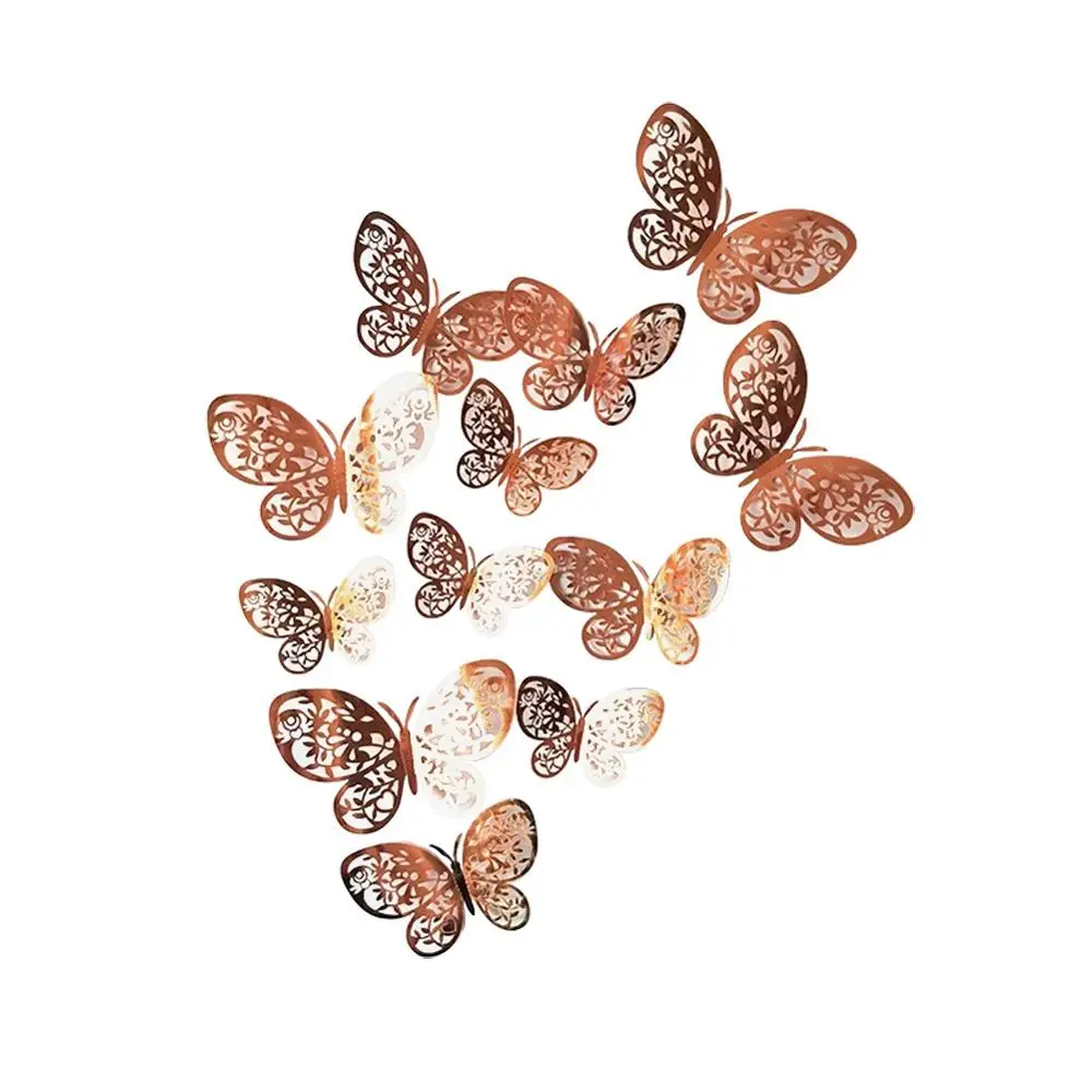 12Pcs/Set 3D Hollow Butterflies Wall Sticker For Home Decoration Living Room Bedroom For Party Wedding Decor Butterfly Stickers