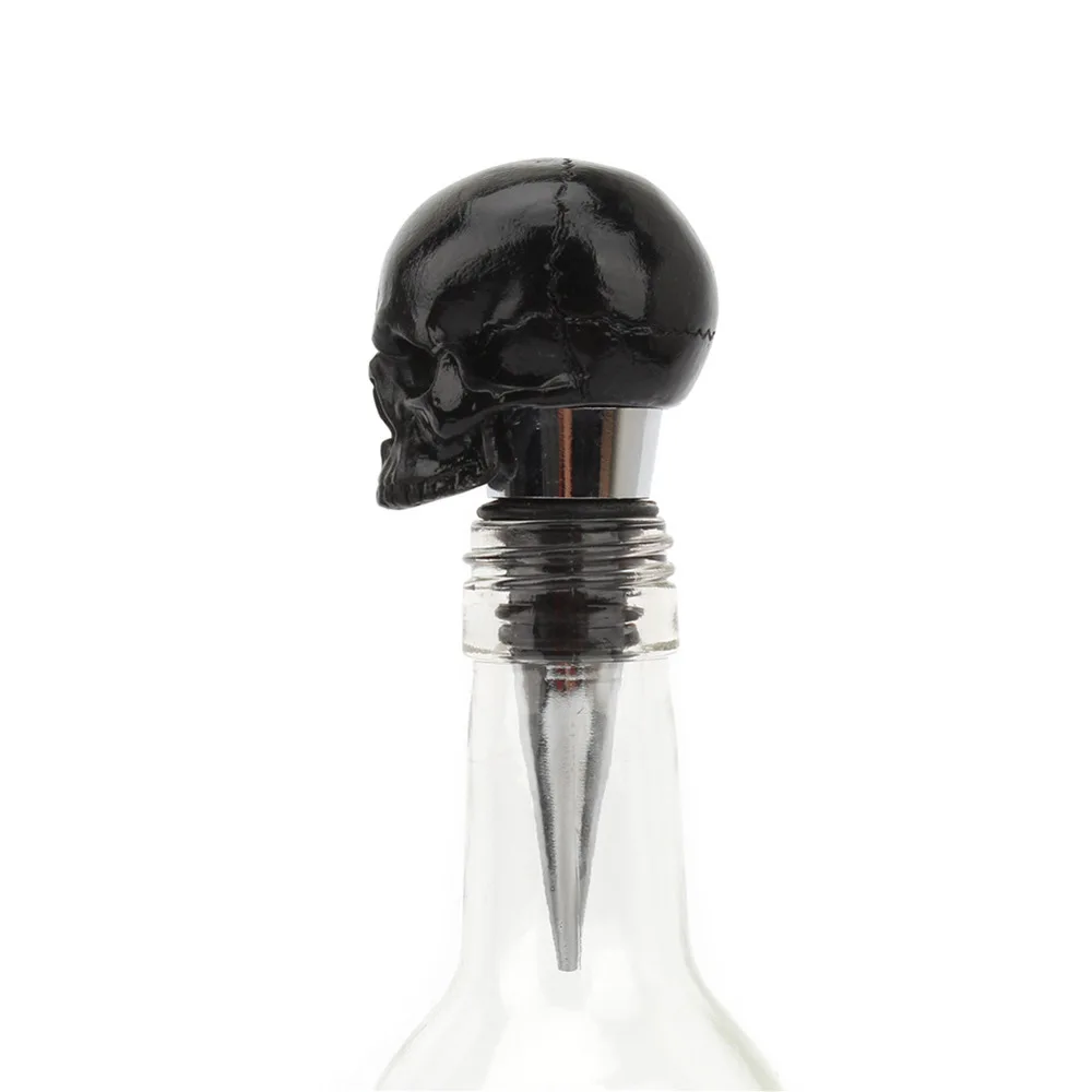 Wine Stopper Skull Head Ghost Head Glass Wine Bottle Stopper Stereo Black Creative Home Dining Kitchen Bar Tools Creative