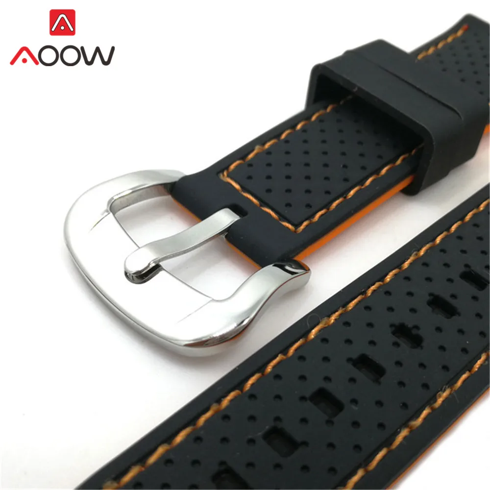 20mm 22mm 24mm Red Orange Blue Universal Soft Silicone Watchband Rubber Waterproof Sport Blet Bracelet Band Strap Accessories