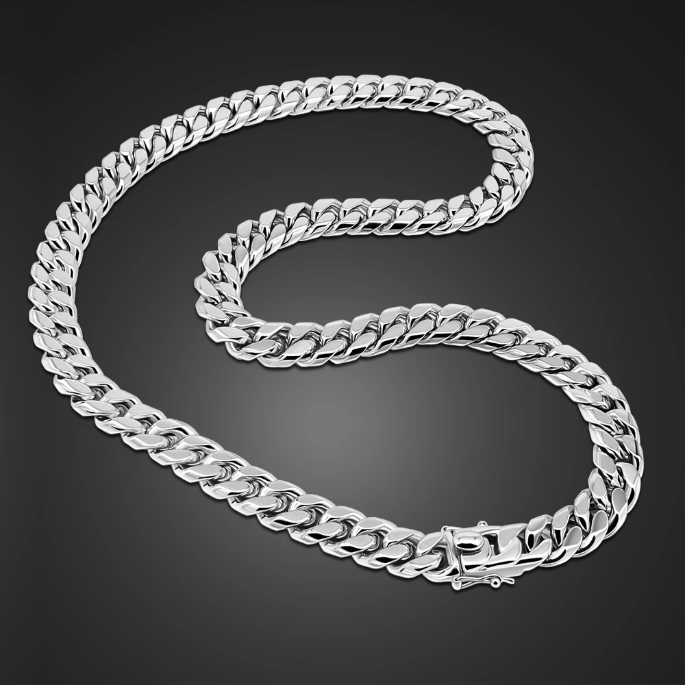 Italy Design Fashion  Men 100% 925 Sterling Silver Necklace Classic Thick 12MM 22 to 28 inches Curb Cuban Chain Male Jewelry