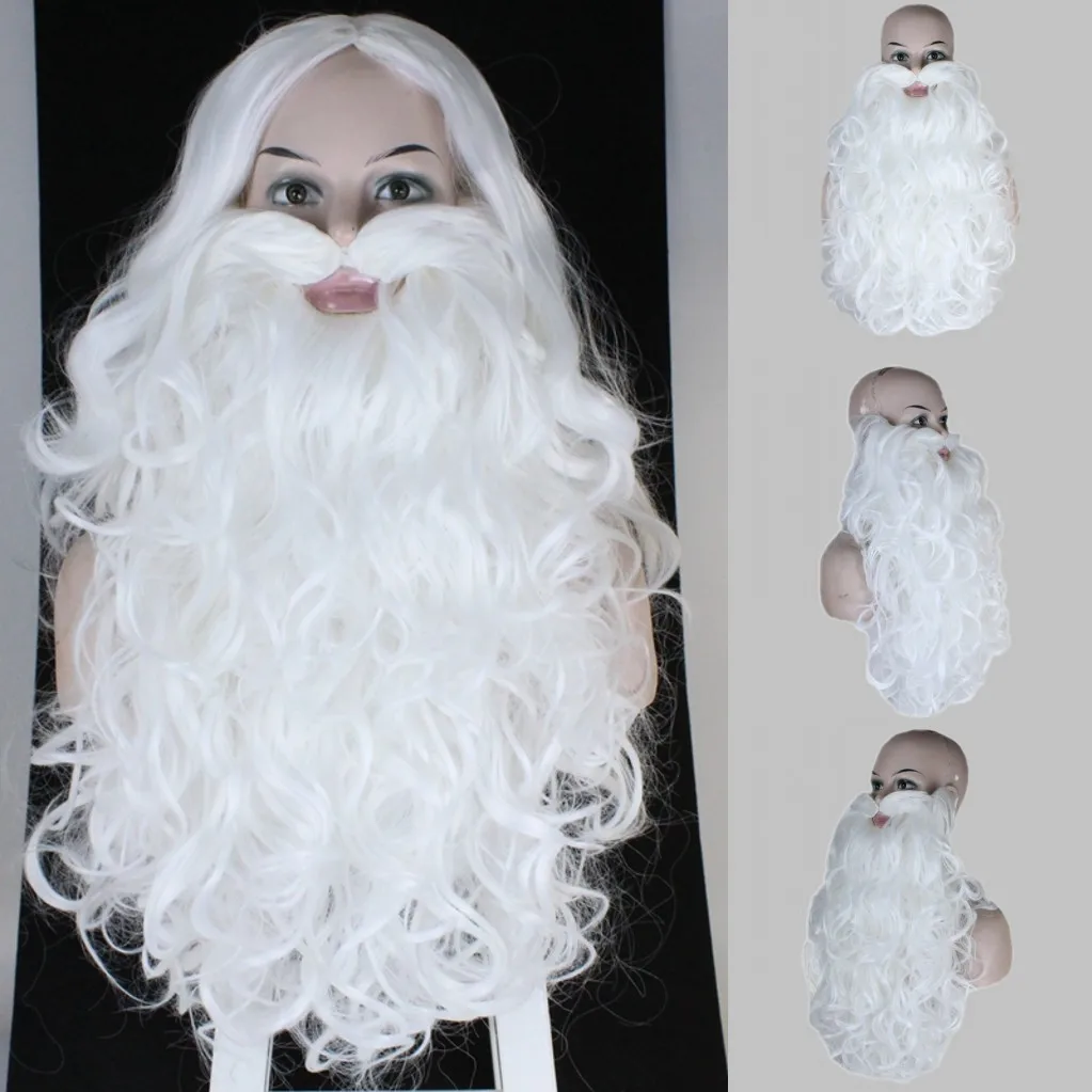 60/65/80cm Santa Claus Wig Beard Long White Fancy Accessory for Christmas Party Hot Festive Party Supplies Halloween Accessories