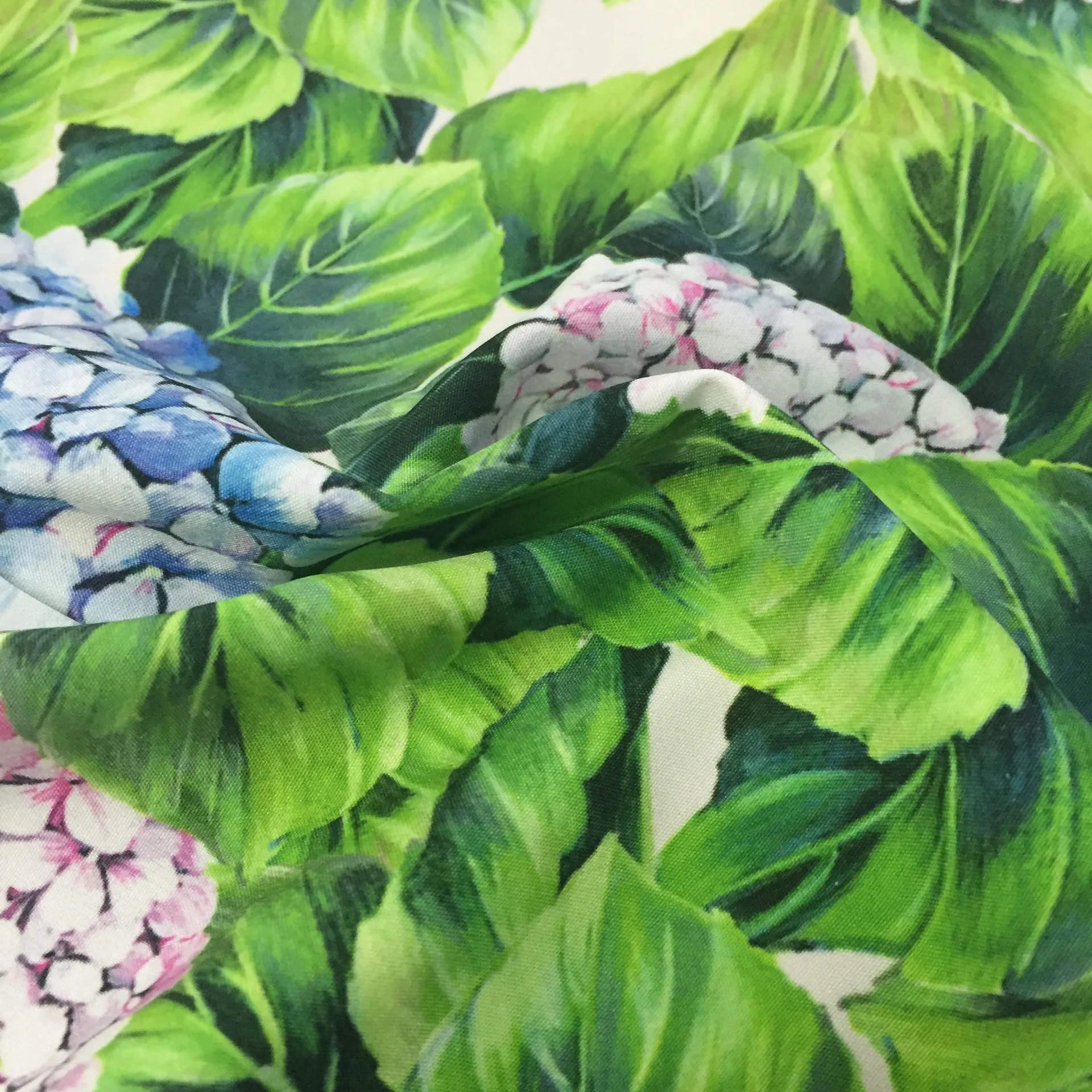 Polyester Chemical Fiber Printed Fabric Digital Printing Processing Autumn and Winter Hydrangea Skirt Cloth by the Meter