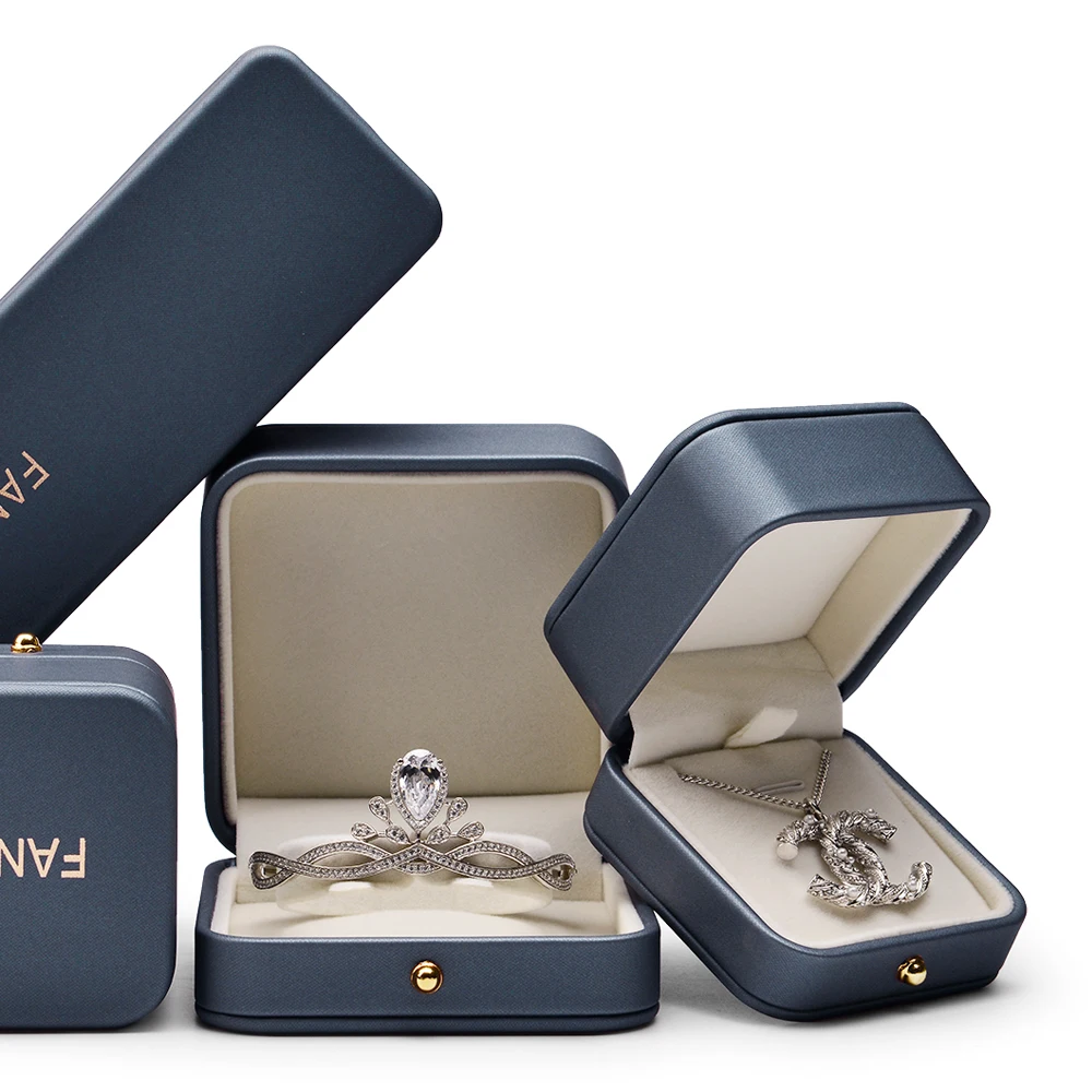 Oirlv Blue-Gray Jewelry Box Ring Necklace Bracelet Jewelry Storage Gift Box Suitable For Marriage Proposal Wedding Anniversary