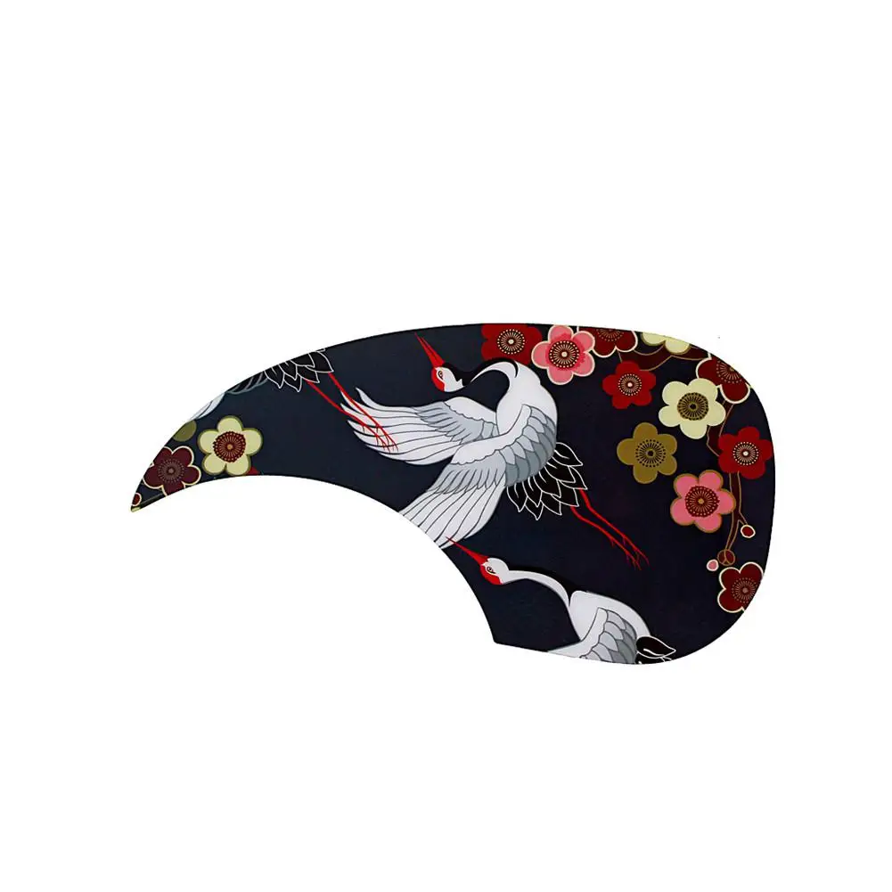 Universal Folk Acoustic Guitar Pickguard PVC Plastic Comma Pick Guard Sticker with 2-Crane Pattern Guitar Decoration Accessories