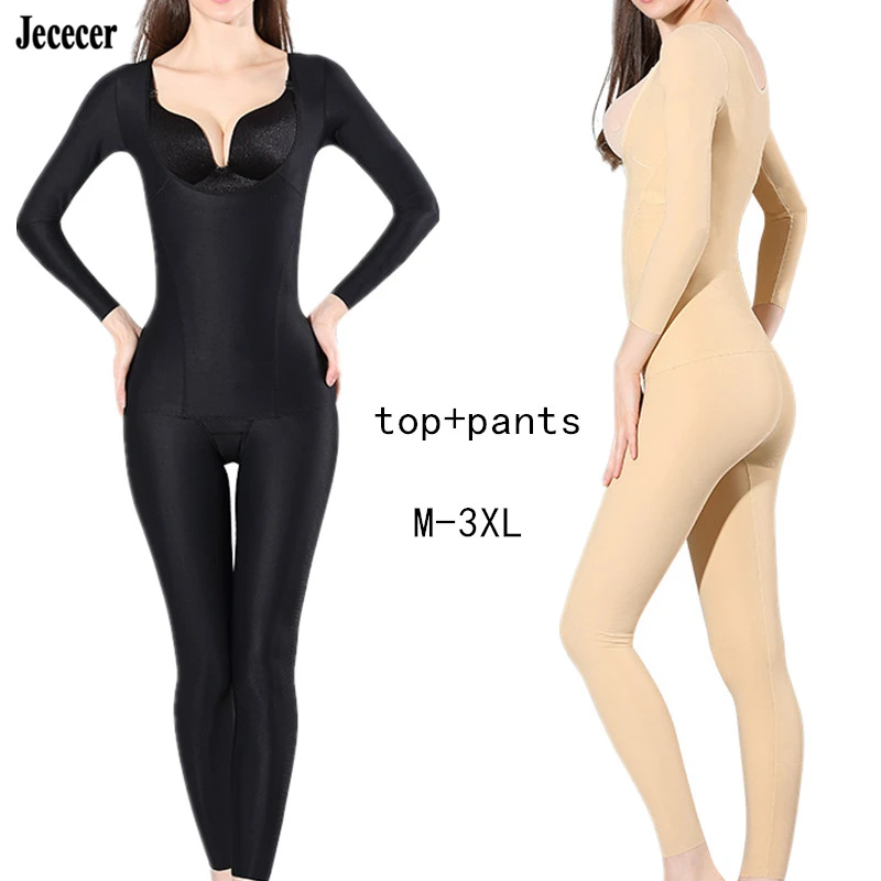 Full Bodysuit Shapwear Set Postpartum Recovery Jumpsuit Control Pants Slimming Body Shaper Flat Belly Woman Underwear