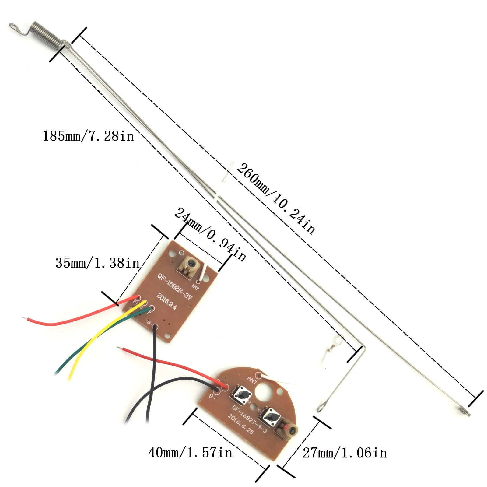 2CH RC Remote Control 27MHz Circuit PCB Transmitter and Receiver Board Radio System with Antenna Set for Hobby DIY Car Truck Toy