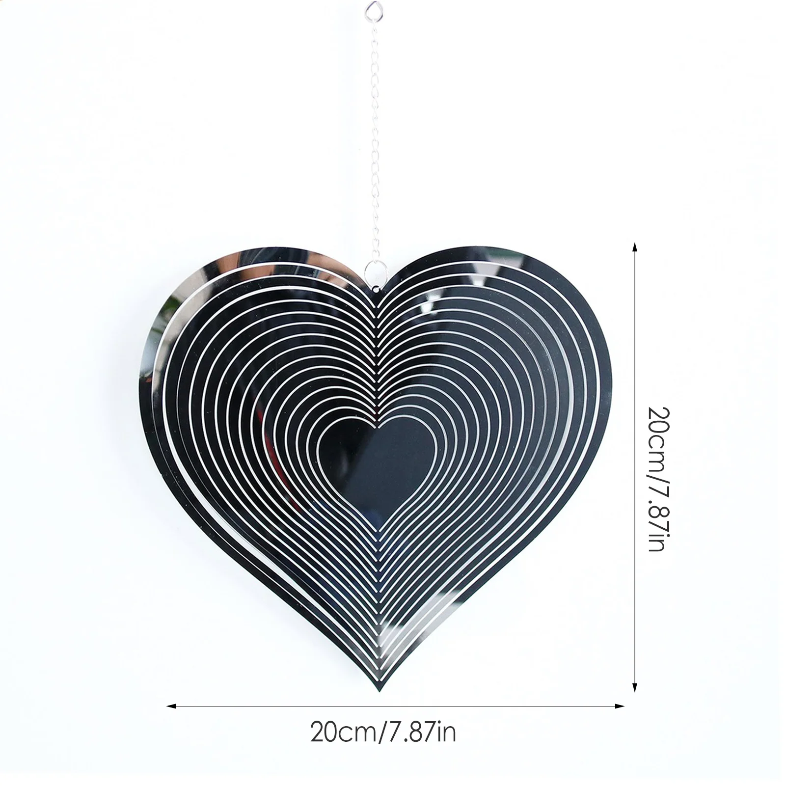 1PC Stainless Steel Stereo Rotating Metal Wind Chime Wind Spinner Beating Heart Wind Chimes And Decorations Hanging Wind Outdoor