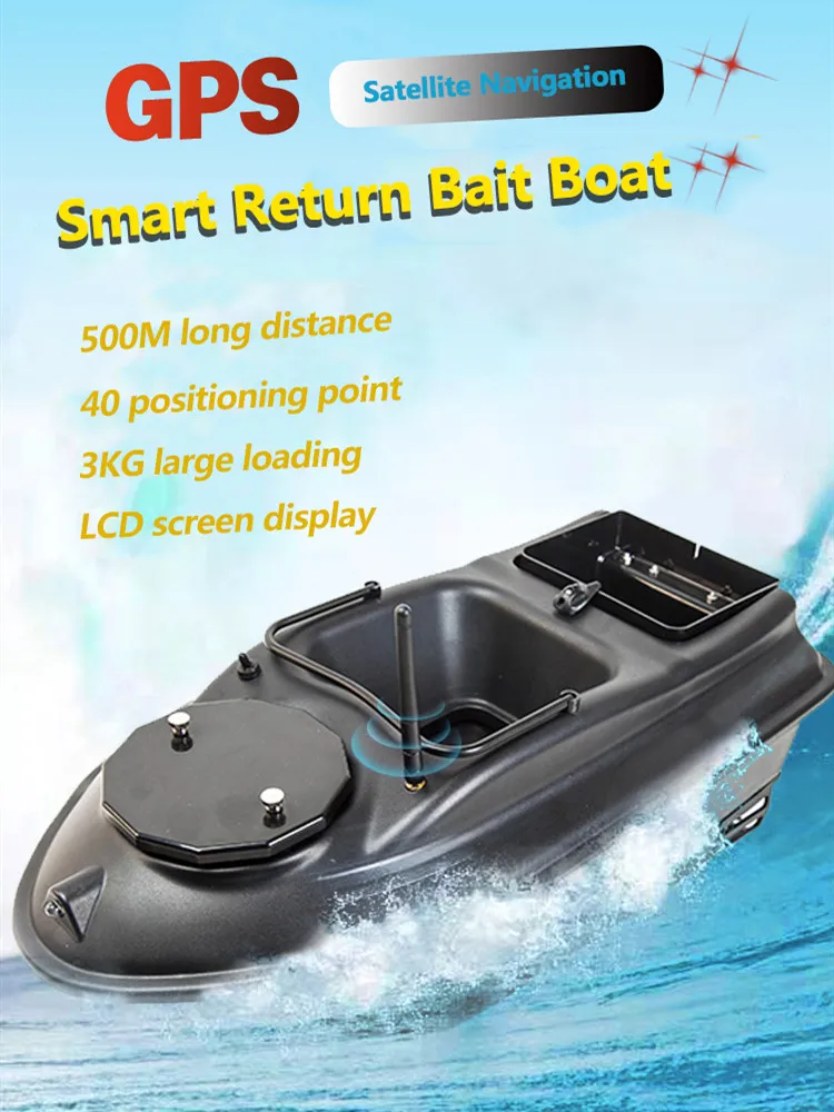 GPS Aasboot 500M 3KG Laadvermogen 40 stuks GPS Puntvisserij Aasboot 2 Bakken GPS Autonavigatie LCD Scherm Viszoeker Nestboot - afbeelding 2