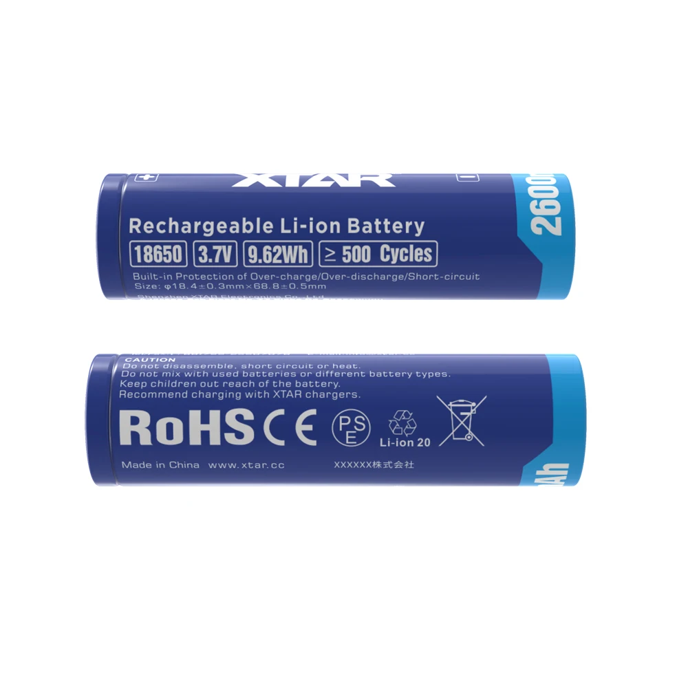 XTAR 2/4PCS 3.7V 18650 2600mAh Rechargeable Li-ion Batteries with Protection board For Flashlights