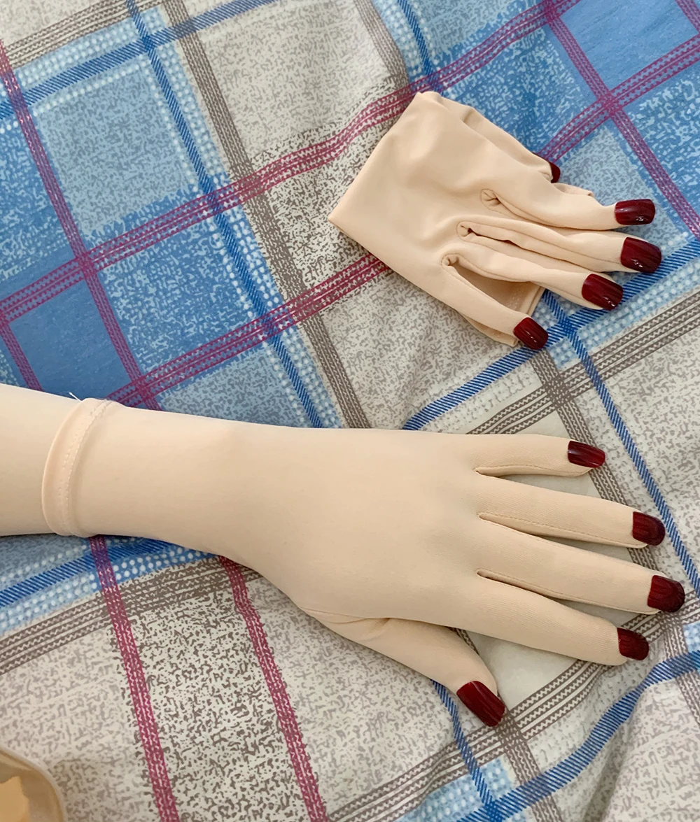 Women's None Shiny Flesh Spandex Zentai Nail Gloves Fetish Men's Cosplay Kigurumi Gloves With Nails Crossdresser