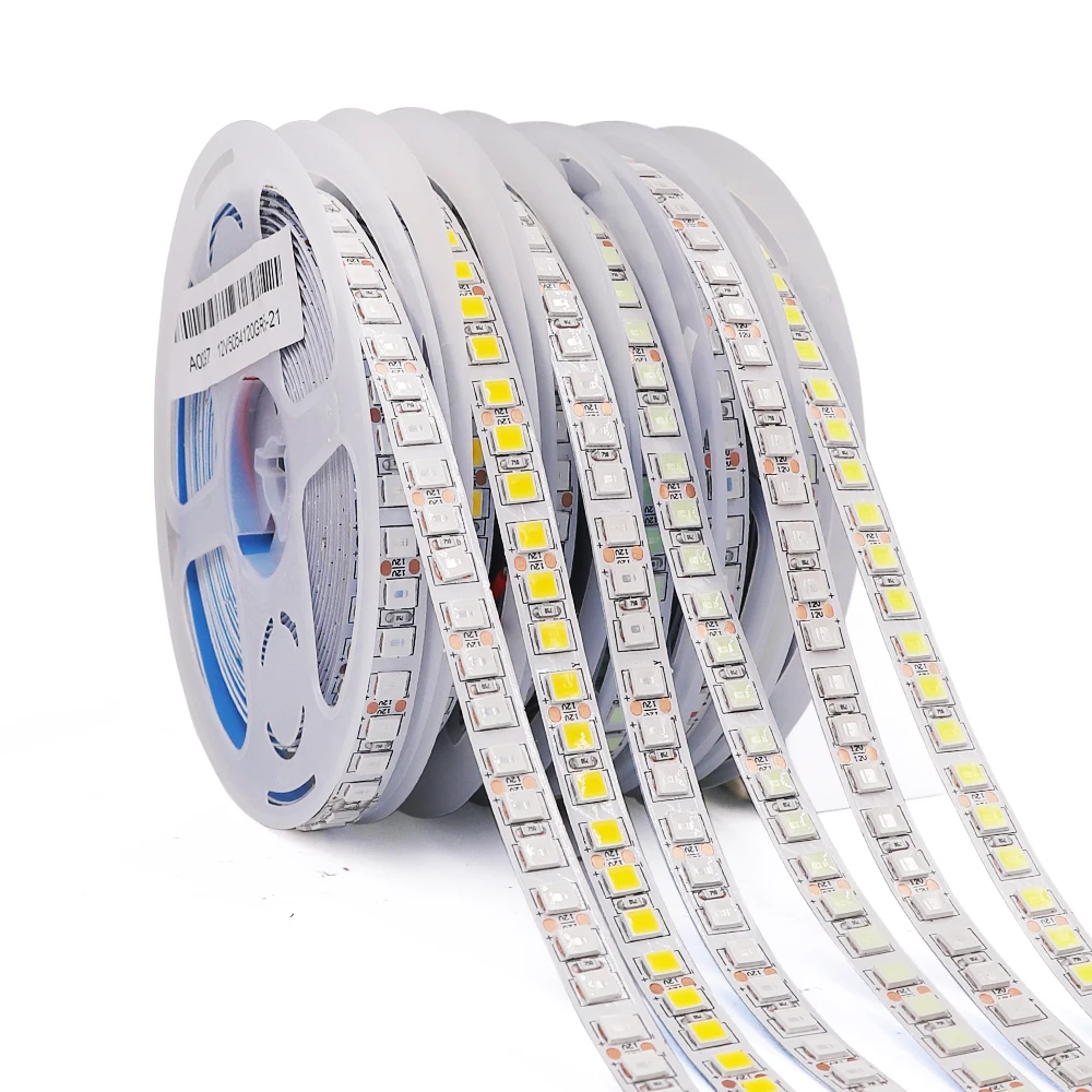 DC12V 24V Led Strip Light 5M 300LEDs 600LEDs Flexible Ribbon LED Tape Light SMD 5054 2835 Waterproof Rope Lamp Red Green Blue
