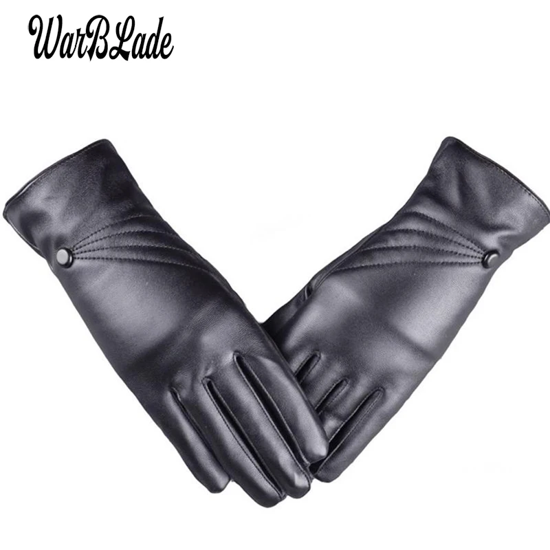 WarBLade 2021 New Hot Women Warm Thick Winter Gloves Leather Elegant Girls Brand Mittens Free Size With Rabbit Fur Female Gloves