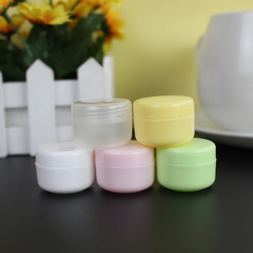 10g Plastic Empty Makeup Jar Pot Candy Color Refillable Sample Bottles Travel Face Cream Lotion Cosmetic Container