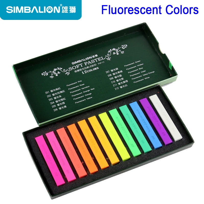 Imagem -03 - Simbalion Galeria de 12 Cores Cores Suave Pastel Giz Colorido Esboço Fluorescente Vida & Tons de Natureza Suprimentos de Desenho