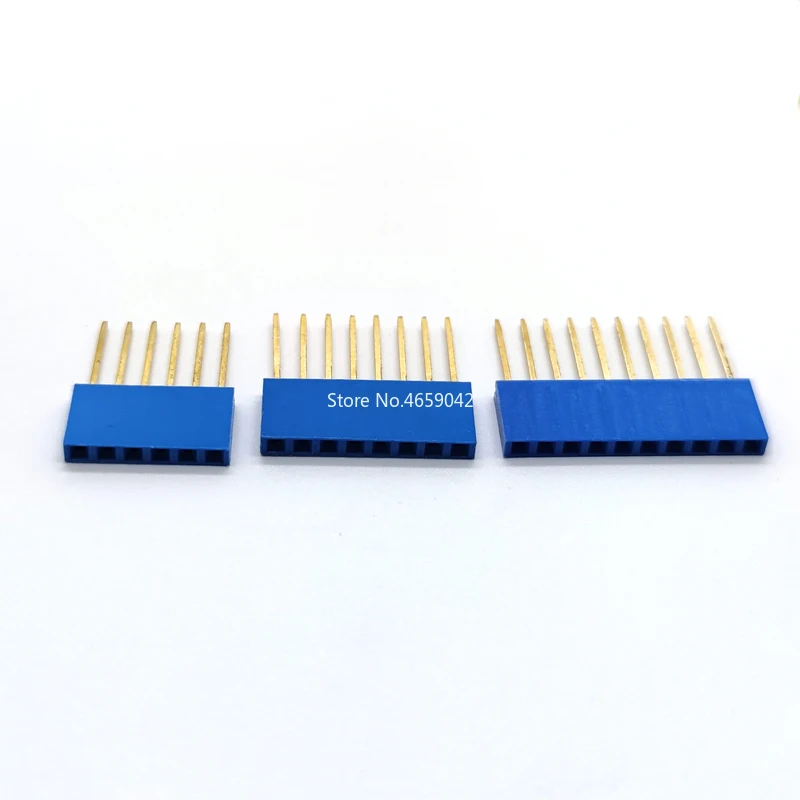 10PCS 2.54mm Stackable Long Legs Female Header 2/3/4/5/6/8/10/15P Single Row Connector Multicolor Socket for Arduino PCB