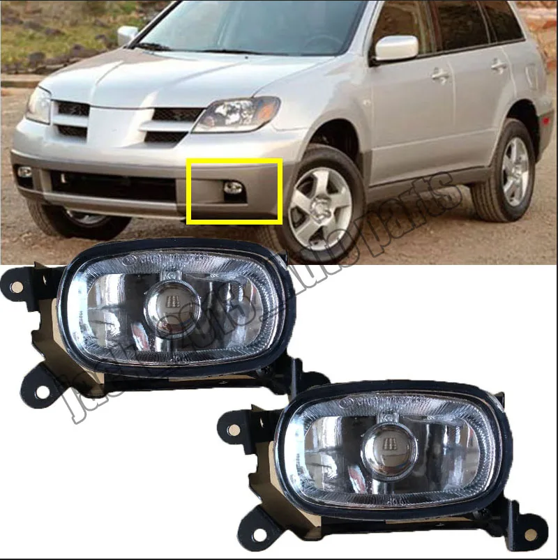 For MITSUBISHI OUTLANDER 2004-2006 Front Bumper Pair Convex Lens Fog Light Lamp