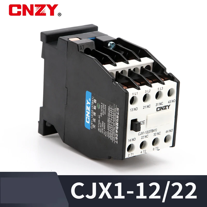 

CJX1-22(3TB43) 3-Phase 3-Pole 2NC+2NO 22A AC Contactor 24 36 110 220,380V Coil Voltage