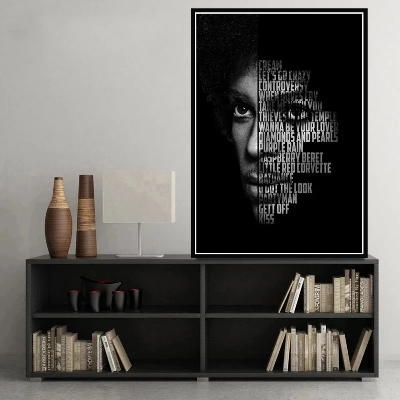 Black and White Canvas Painting Prince Elvis Michael Jackson Inspirational Quotes Prints and Posters Wall Picture for Home Decor