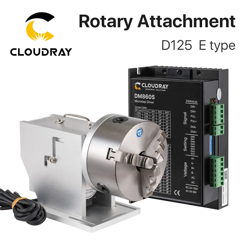 

Cloudray Three Chuck Rotary Device MAX Diameter 125mm Expansion Axis Rotary Attachment with + Driver for Fiber Marking Machine