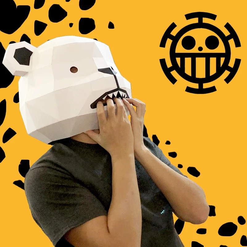 قبل قطع بيبو الأبيض الدب القطبي قناع ورقة نموذج ، ثلاثية الأبعاد أنيمي ورق كرافت ، زي تأثيري الطرف ، اليدوية DIY بها بنفسك اوريغامي الحرفية RTY142 #4