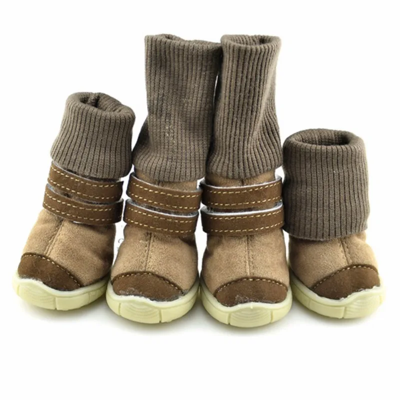 

4pcs/Set Thick Fur Pet Dog Shoes Bottom Slip-resistant Waterproof Small Dogs Shoes Winter Warm Snow Boots For Puppy Cats Teddy