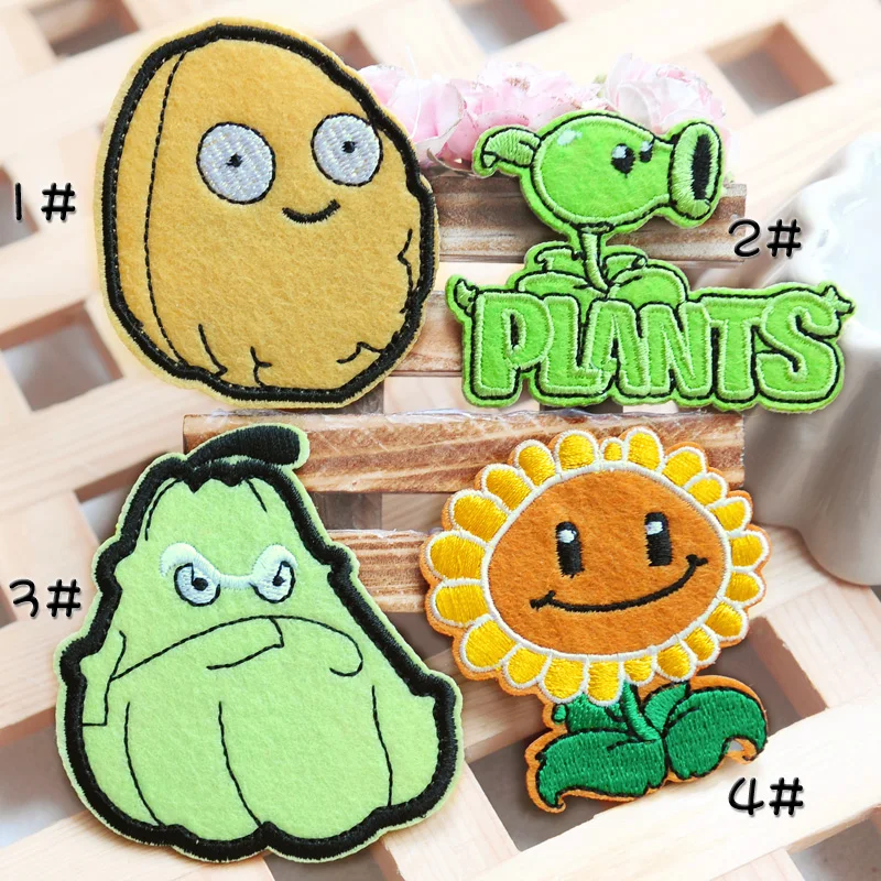 Cartoon Plant War Zombie Sunflower Back Adhesive Ironing DIY Clothing Decoration Repair Patches Stick Accessories Cloth Stick