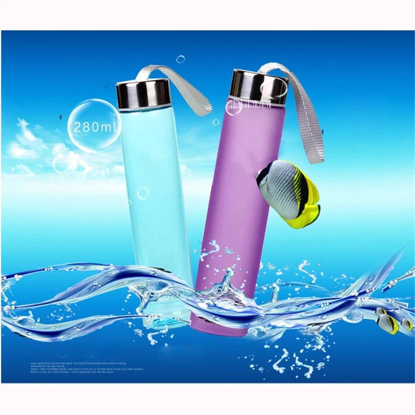 

6 Colors Frosted Leak-proof Plastic bottle 280ML H2O Unbreakable Portable Sports Water bottle For Outdoor Sport Running Camping