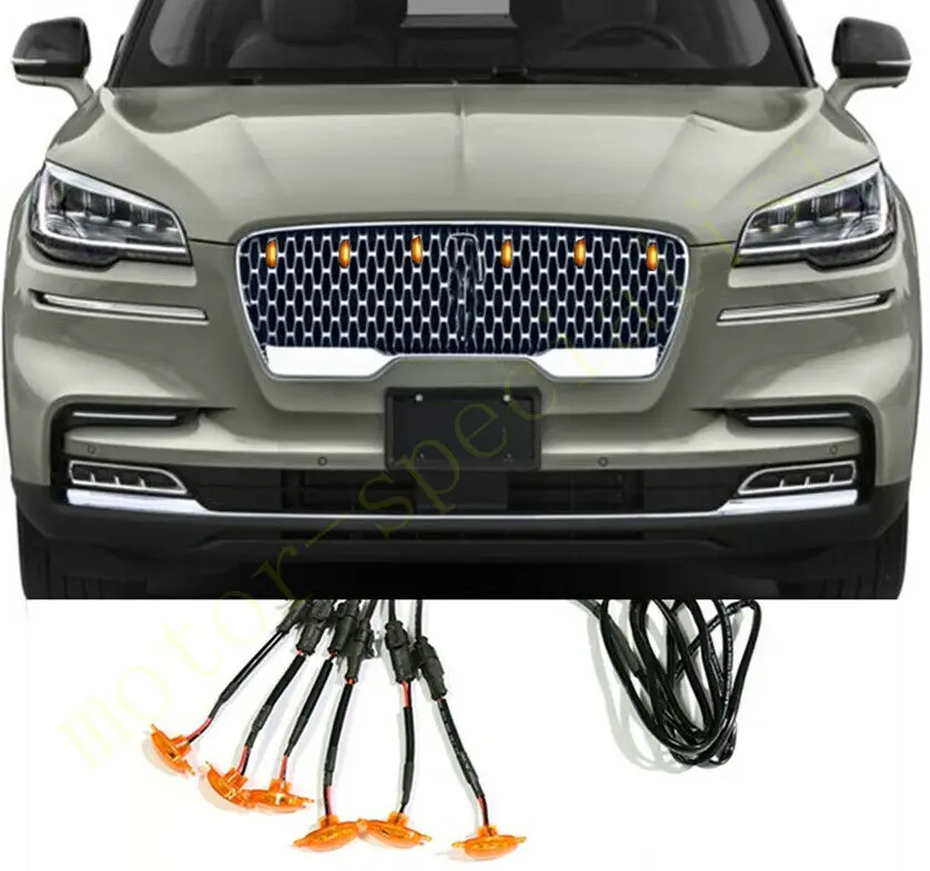 Fit For Lincoln Navigator 2018-21 LED Car Front bumper Grille LED Yellow Light Raptor Style Light Kit Decor W/ Wire Speed