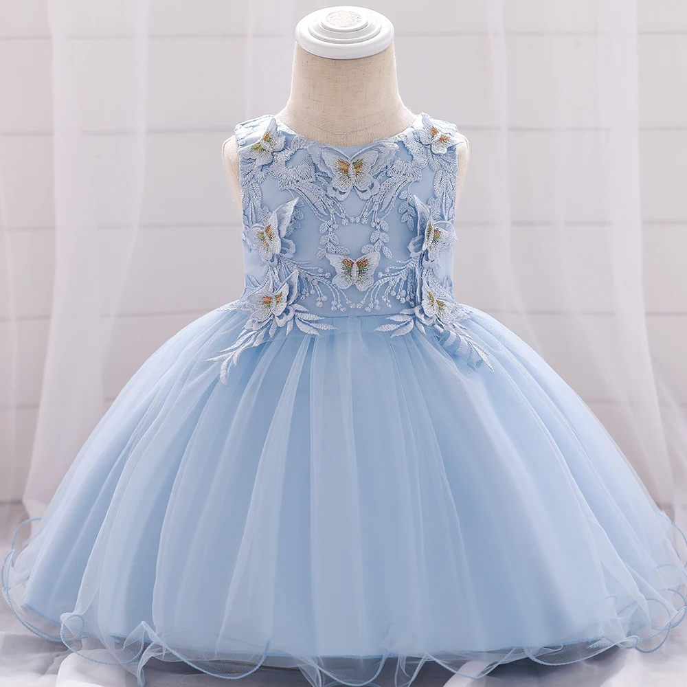 Fluffy Butterfly Baby Girl Dressess Infant 1st Birthday Party Prom Wedding Princess Dress Lace Bridemaid Christmas Kids Clothing