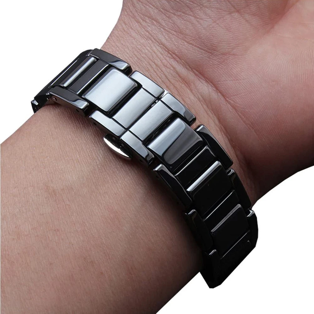 Ceramic Watch Band for Samsung Galaxy Watch 3/ 4 Classic Quick Release 20mm 22mm Watch Strap Deployment Clasp Watch Bracelet image 2