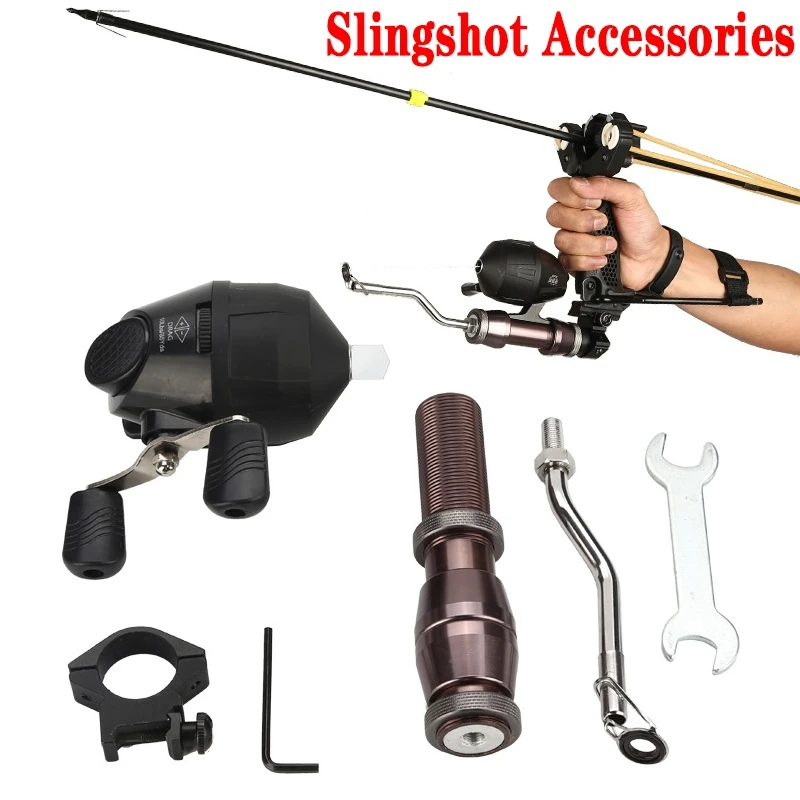 

Outdoor Fishing Hunting Shooting Slingshot or Fishing Rod Bow and Arrow Precision Accessories Fish Reel & Wrench & Clip