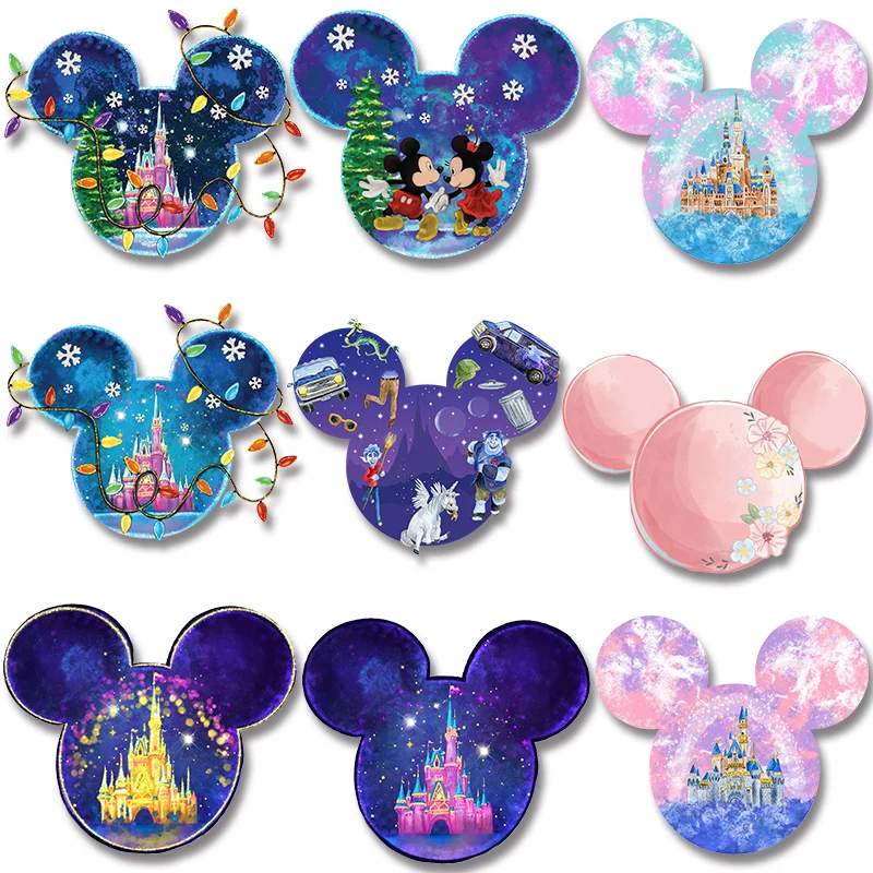 Mickey Castle  Fireworks Vinyl Sticker For Clothes heart iron on patch Cheap easy to use DIY decoration