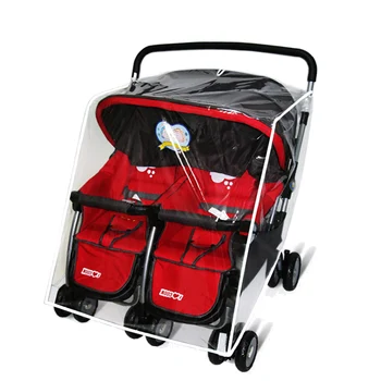 双子ベビーカーアクセサリー防水レインカバー透明風ダストシールドジッパーオープンベビーカー用ビッグサイズレインコート