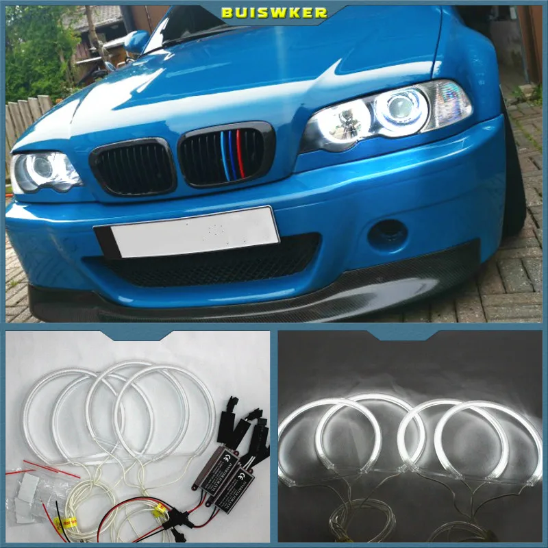 LED Angel Eyes for BMW E46 E39 E38 E36 projector headlight white E39 angel eye 4*131mm rings