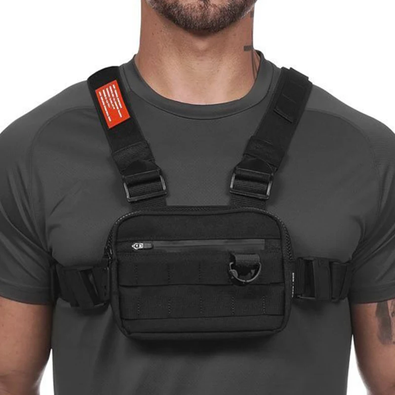 Peito Rig Running Bag para homens, Hip Hop Waist Pack, desporto ao ar livre, ginásio, acessórios de fitness, colete tático, Streetwear, moda