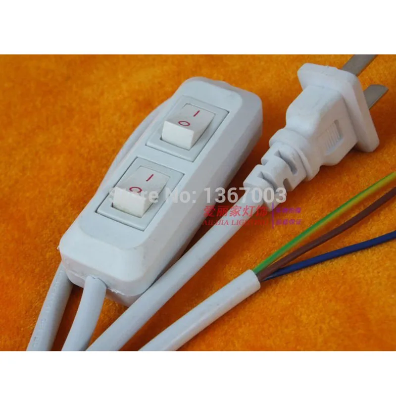 

2 шт., вилка стандарта США, выключатель света, белый, черный цвет, два переключателя, кабель 1,8 м, шнур питания для светодиодной лампы