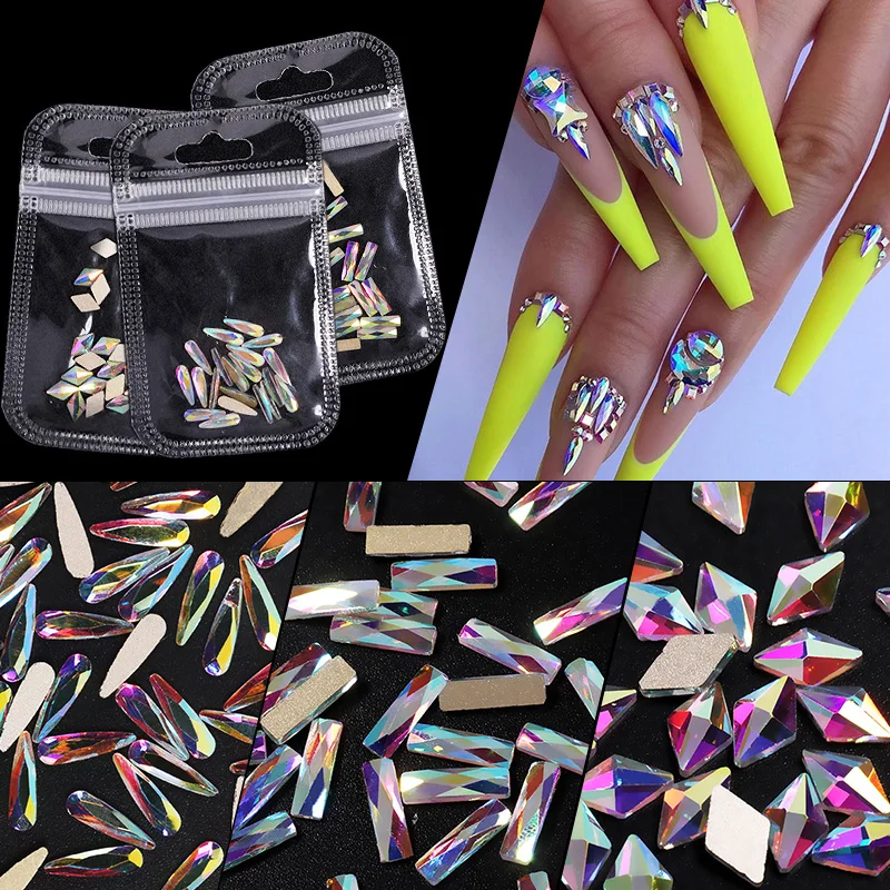 

YL-Rhinestones for 3D Nail Art Decorations, Kinds of Shapes, Crystal Diamond Stone, Strass AB Glass, Square Eye Shape, 1440PCs