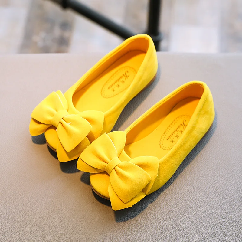 Kids Leather Shoes Girls Wedding Dress Shoes Children Princess Bowtie Dance Shoes Girls Comfortable Casual Shoes D537