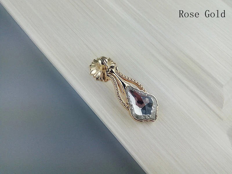 Rose Gold Chrome Pendants Crystal Glass Knobs Furniture Drawer Handle Wardrobe Kitchen Cabinets Cupboard Dresser Door Pulls Knob