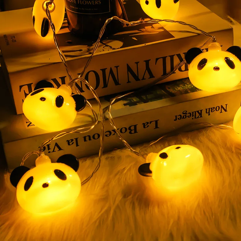 PheiLa LED Panda String Lights Fairy Cute Panda Lamps String Battery Operated 8 Emitting Models Decoration for Bedroom