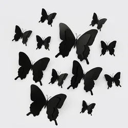 12Pcs/Set 3D Double Layer Pterosaur Butterfly Wall Sticker Home Decoration For Wedding Large Butterflies Magnet Fridge Stickers