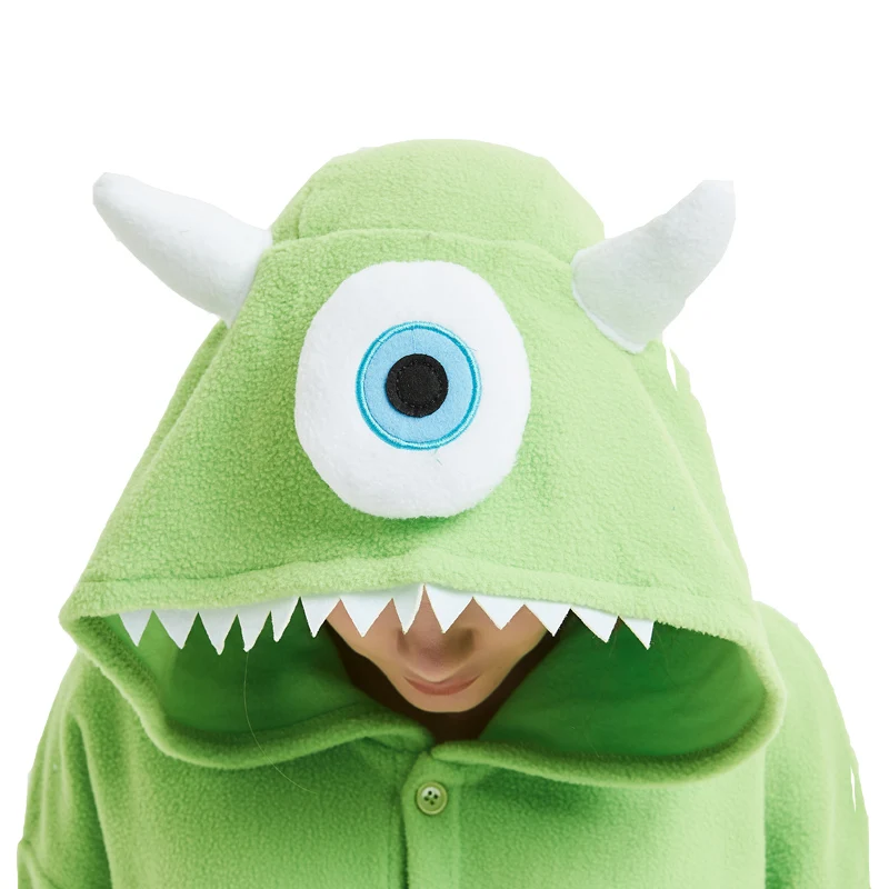 Hksng adulto velo kigurumi mike monstro macacão dos desenhos animados pijamas animal festa de halloween traje macacões com capuz terno