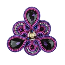 KpacoTa Soutache Jewelry Women's brooch High-grade handmade Lapel pins triangle rhinestone Badge Shawl Accessories friends gift