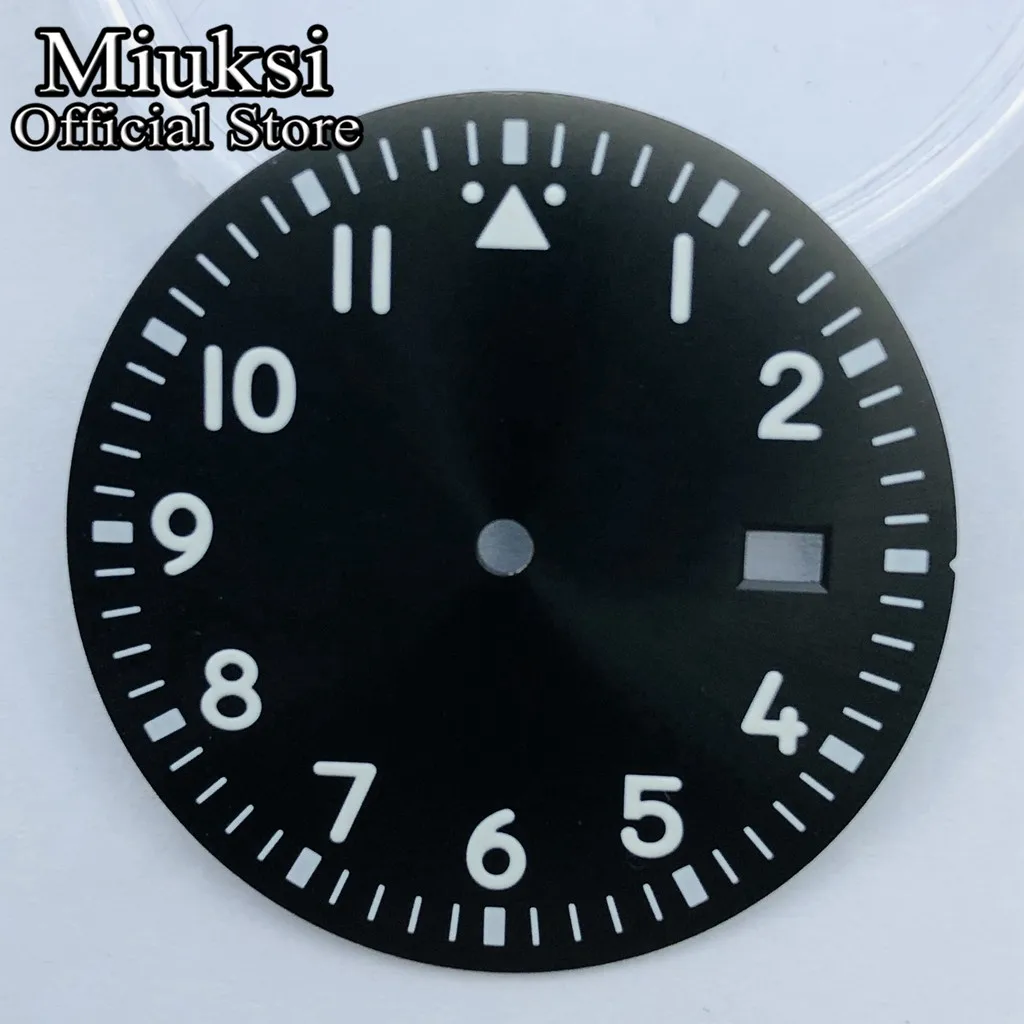 Miuksi 33.8mm preto prata verde azul mostrador estéril mostrador luminoso adequado para movimento NH35