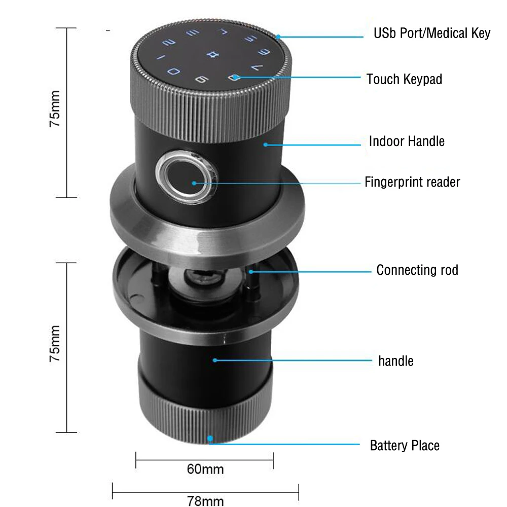 Kit de chave com senha para maçaneta da porta, fechadura com sensor de impressão digital, 13.56mhz, cartão ic, bluetooth, abridor ttlock