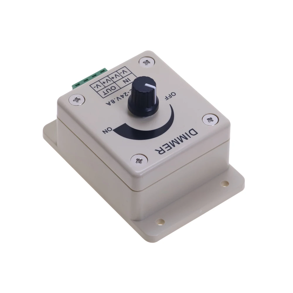 12V 24V LED Dimmer Switch 8A Voltage Regulator Adjustable Controller for LED Strip Light Lamp