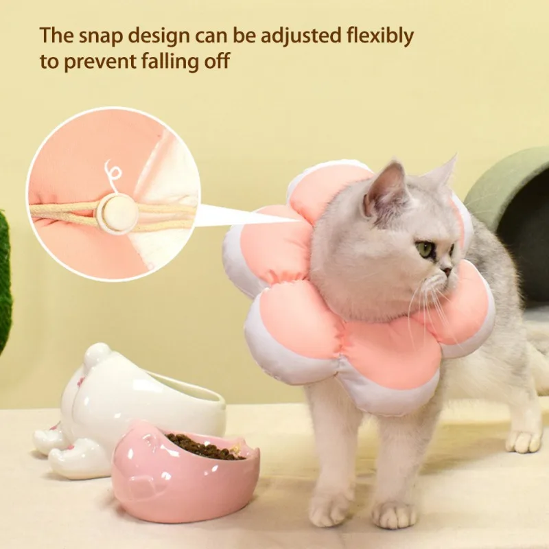 Waterproof  Elizabeth Cat Collar Adjustable Neck Collar Cotton Pet Cone E-Collar With Cute Flower Pattern For Cat Dog Pet Collar