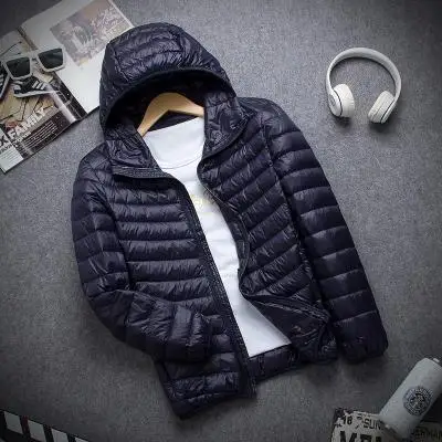 New Brand Autumn Winter Light Down Jacket Men\'s Fashion Hooded Short Large Ultra-thin Lightweight Youth Slim Coat Down Jackets