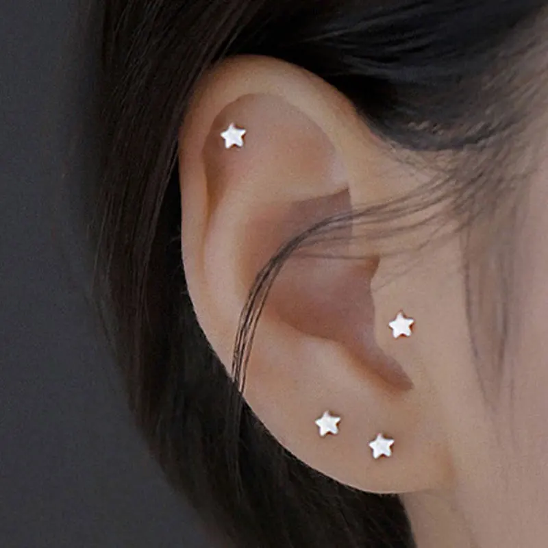 1 pçs de aço inoxidável mini brincos coração estrela lua cruz borboleta cobra helix cartilagem tragus lóbulo orelha piercing jóias