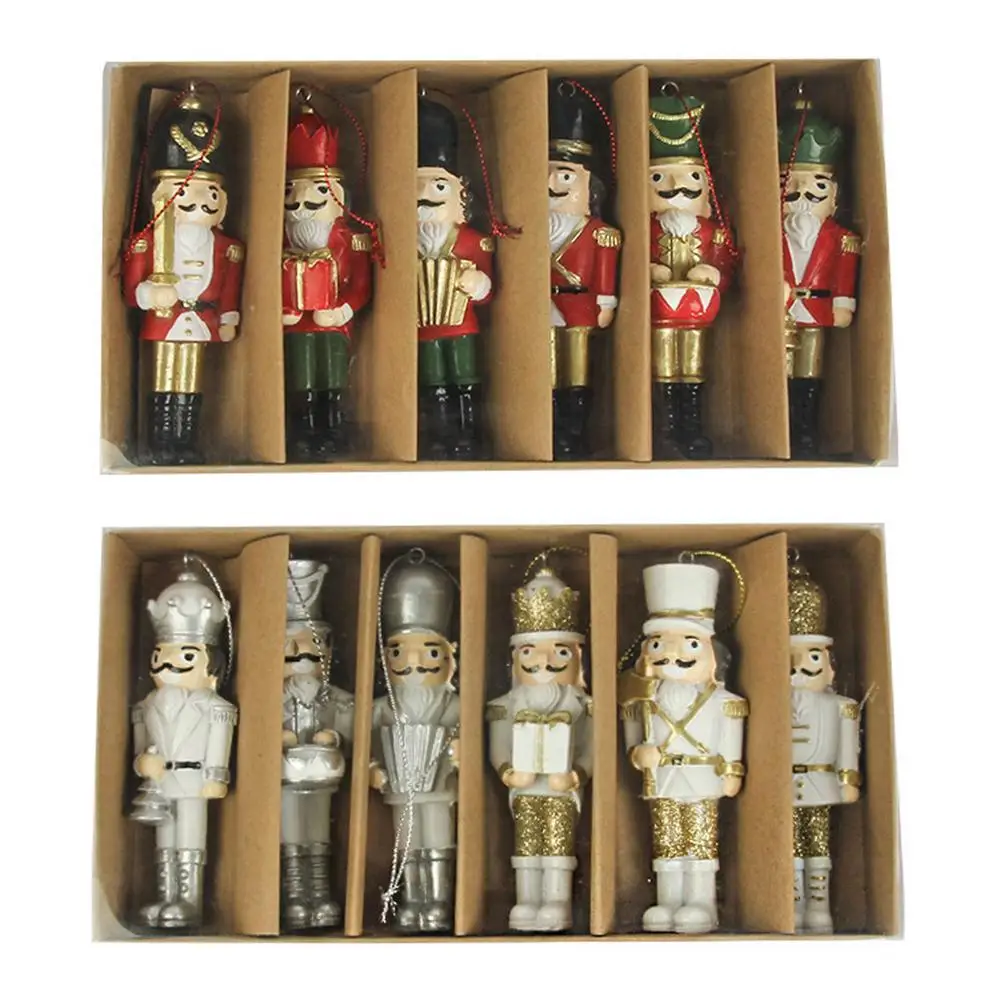 Christmas Nutcracker Ornaments Set Nutcracker Christmas Decorations 6pcs Wooden Christmas Nutcrackers For Christmas Tree Ornam